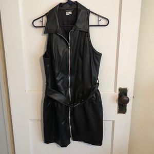 Black faux leather mini dress